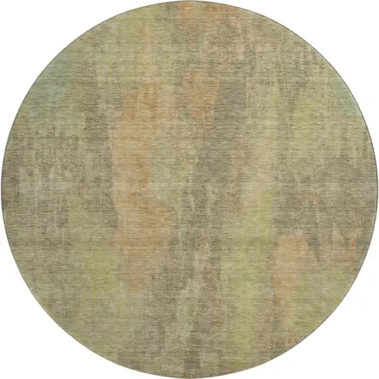 8' Taupe Copper And Brown Abstract Washable Round Rug With UV Protection Photo 1