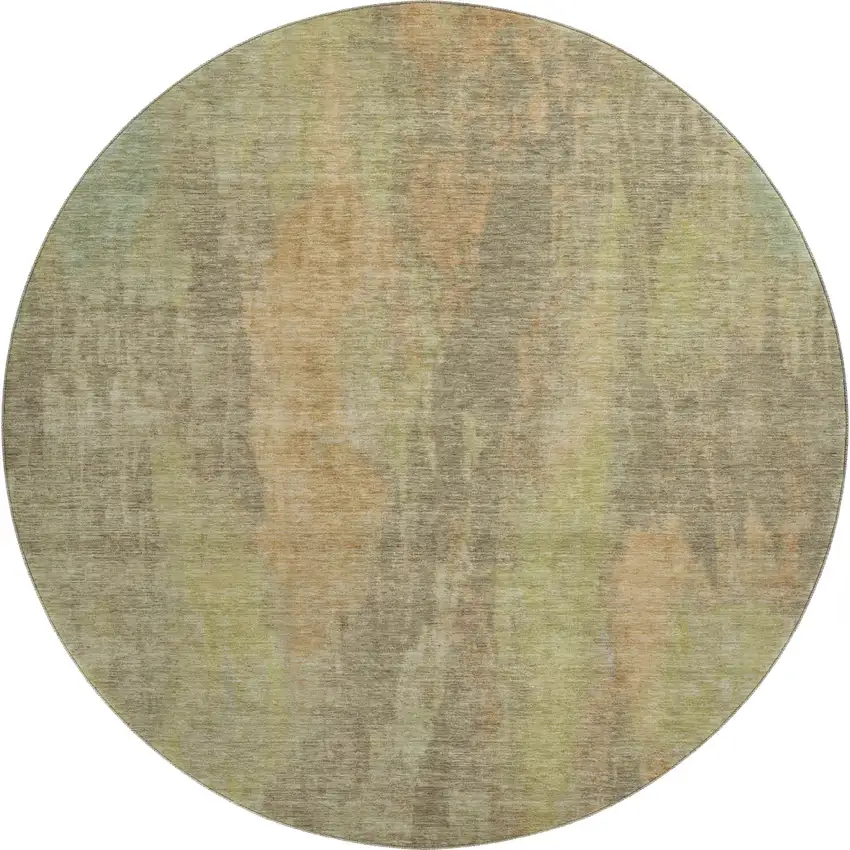 8' Taupe Copper And Brown Abstract Washable Round Rug With UV Protection Photo 1
