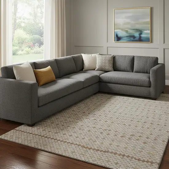 8' Taupe Copper And Gold Striped Washable Area Rug With UV Protection Photo 2