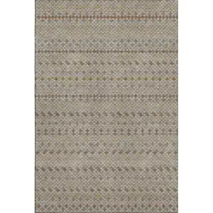 Photo of 8' Taupe Copper And Gold Striped Washable Area Rug With UV Protection