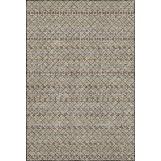 8' Taupe Copper And Gold Striped Washable Area Rug With UV Protection Photo 1