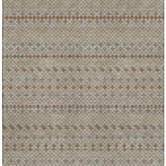 8' Taupe Copper And Gold Striped Washable Area Rug With UV Protection Photo 3