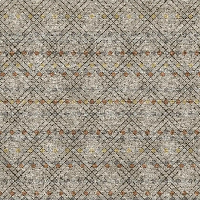 8' Taupe Copper And Gold Striped Washable Area Rug With UV Protection Photo 2