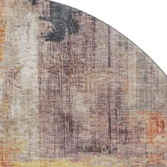 8' Taupe Gold And Copper Abstract Washable Round Rug With UV Protection Photo 2