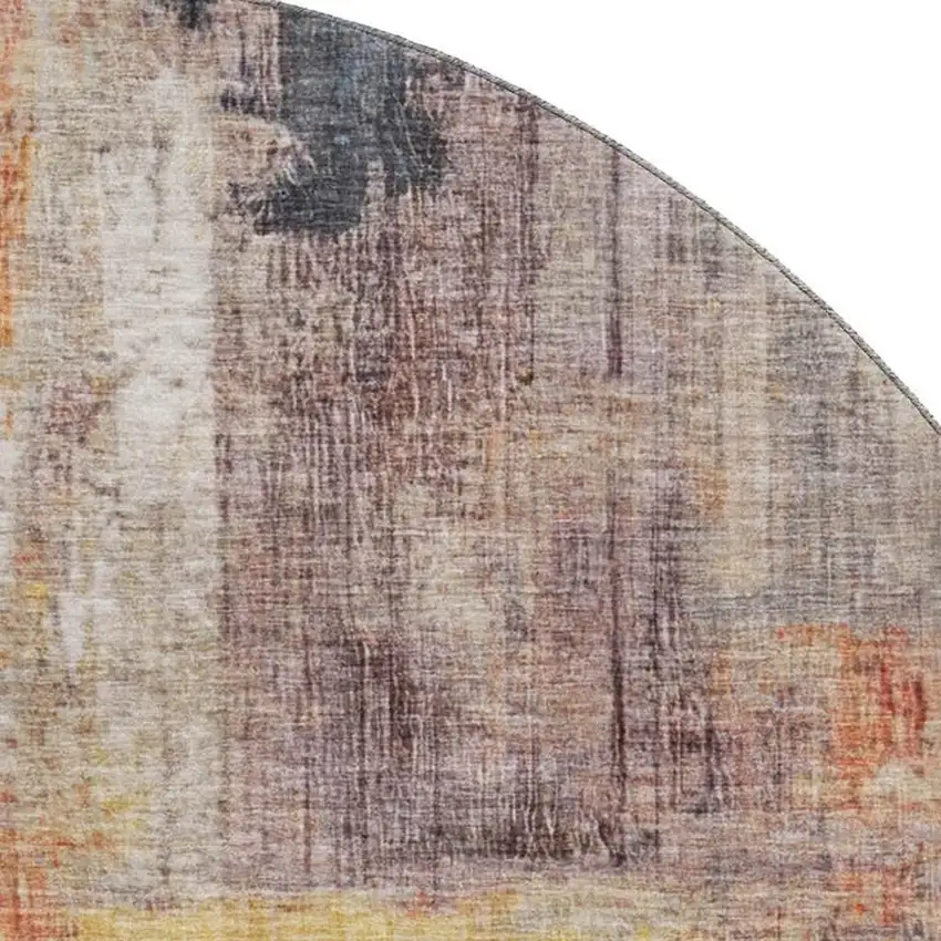 8' Taupe Gold And Copper Abstract Washable Round Rug With UV Protection Photo 2