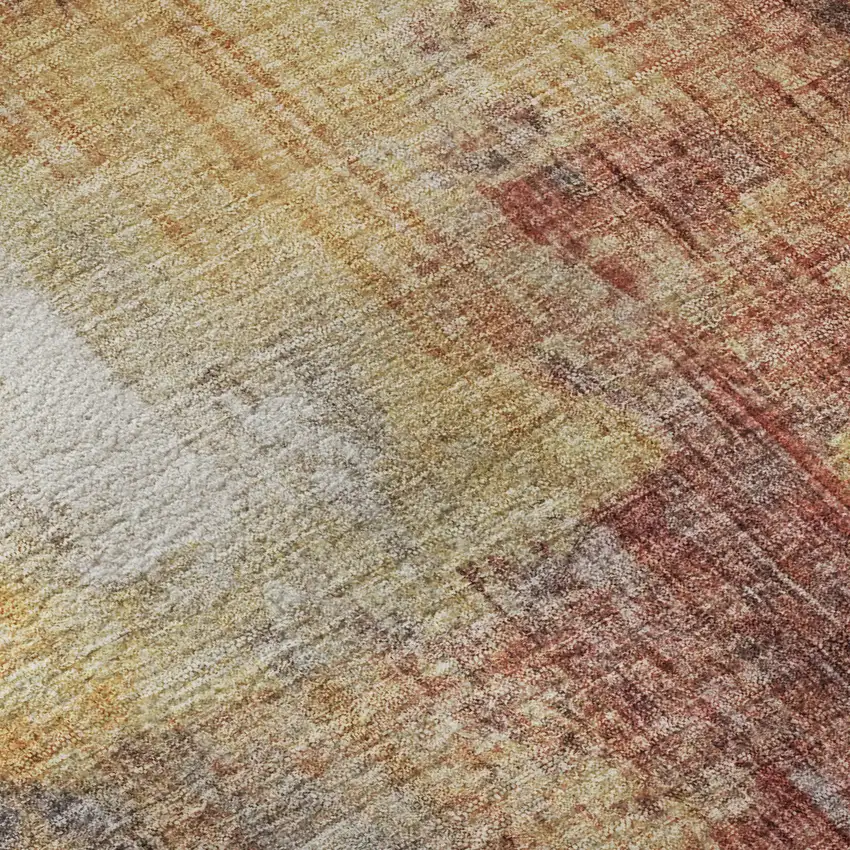 8' Taupe Gold And Copper Abstract Washable Round Rug With UV Protection Photo 8