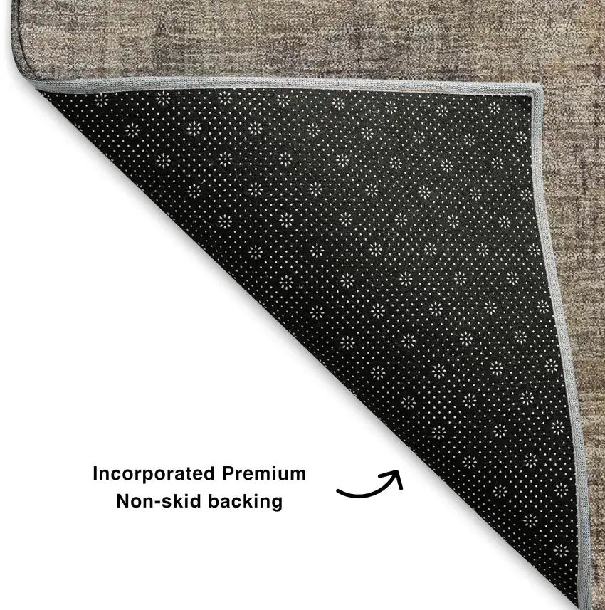 8' Taupe Gold And Copper Abstract Washable Round Rug With UV Protection Photo 5