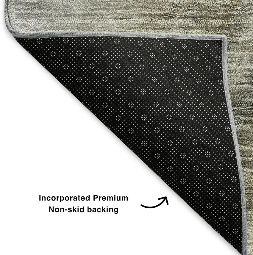 8' Taupe Gold And Gray Ombre Washable Round Rug With UV Protection Photo 4