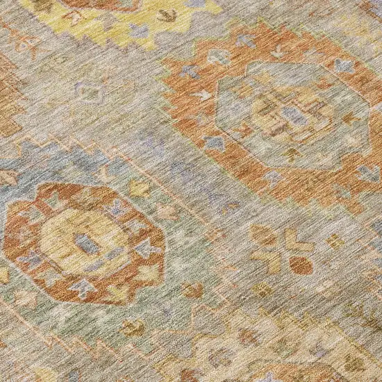 8' Taupe Gold And Lavender Round Medallion Washable Indoor Outdoor Area Rug Photo 7