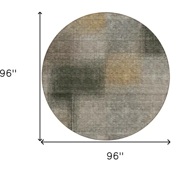 8' Taupe Gray And Beige Round Abstract Washable Indoor Outdoor Area Rug Photo 8