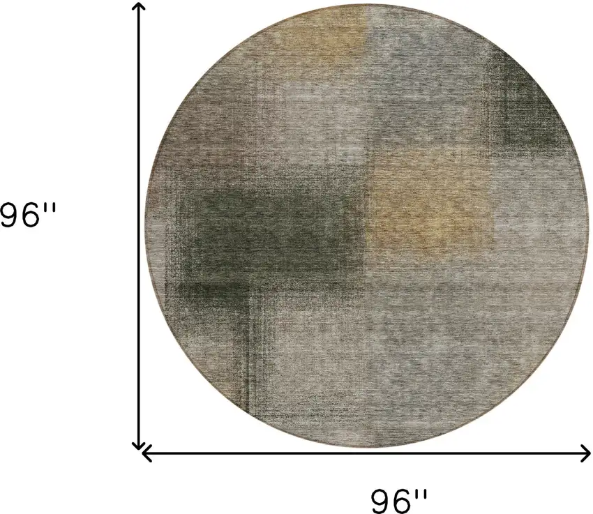 8' Taupe Gray And Beige Round Abstract Washable Indoor Outdoor Area Rug Photo 8
