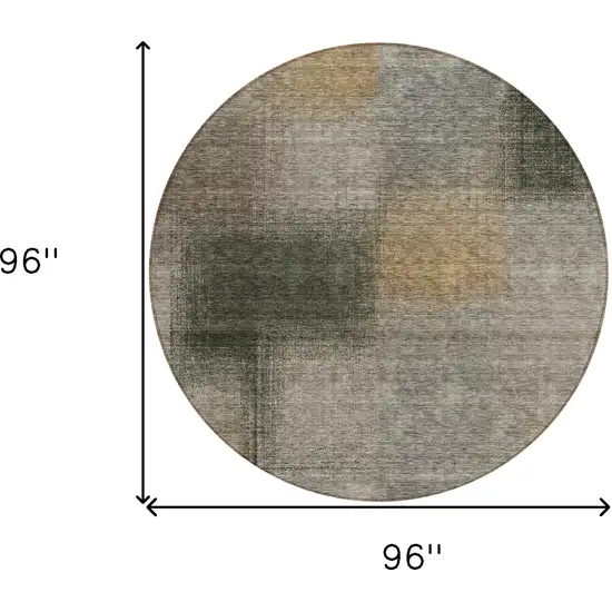 8' Taupe Gray And Beige Round Abstract Washable Indoor Outdoor Area Rug Photo 8