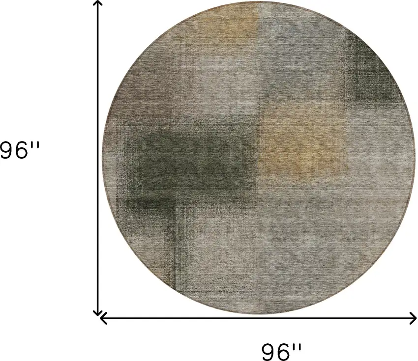 8' Taupe Gray And Beige Round Abstract Washable Indoor Outdoor Area Rug Photo 8