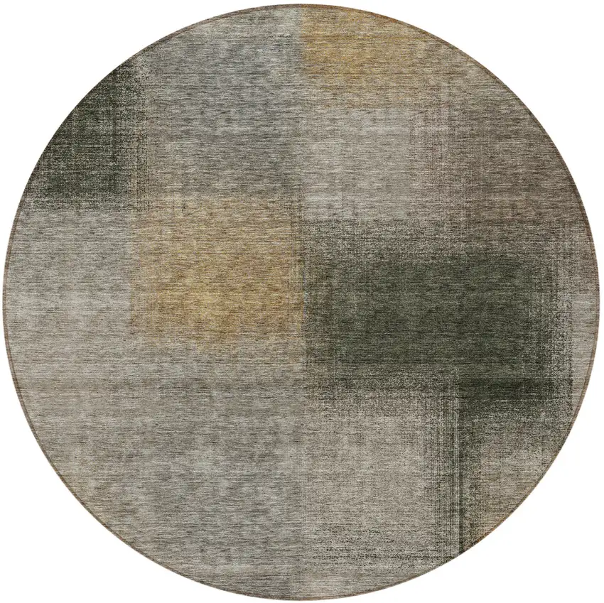 8' Taupe Gray And Beige Round Abstract Washable Indoor Outdoor Area Rug Photo 5