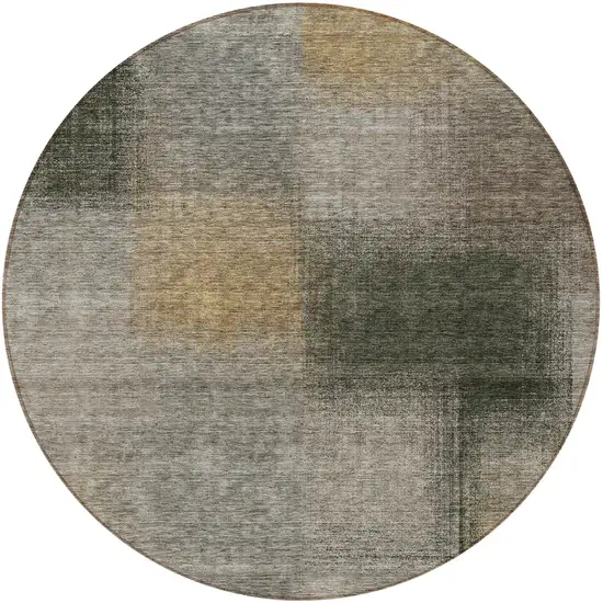 8' Taupe Gray And Beige Round Abstract Washable Indoor Outdoor Area Rug Photo 5