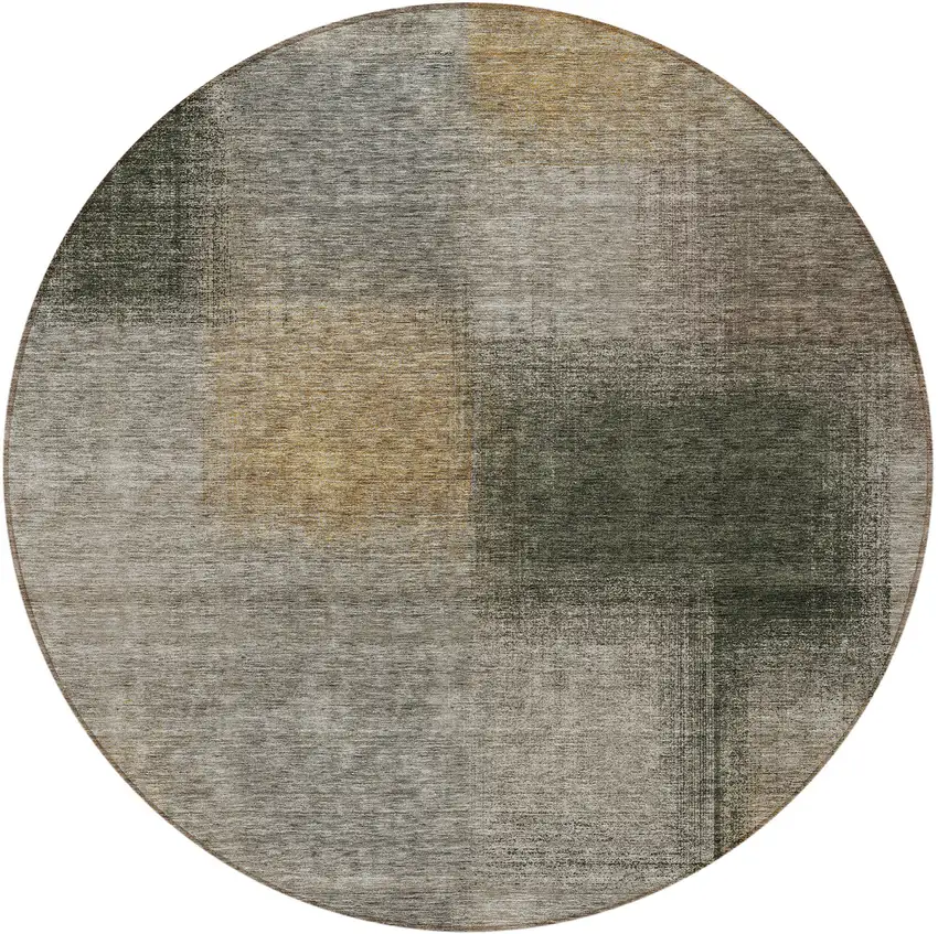 8' Taupe Gray And Beige Round Abstract Washable Indoor Outdoor Area Rug Photo 5