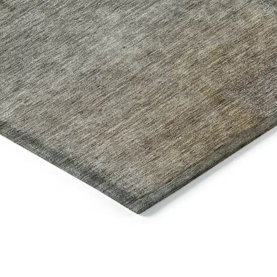 8' Taupe Gray And Beige Round Abstract Washable Indoor Outdoor Area Rug Photo 3