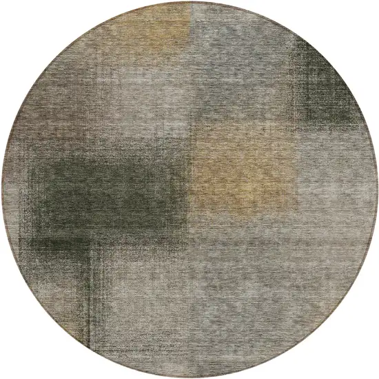 8' Taupe Gray And Beige Round Abstract Washable Indoor Outdoor Area Rug Photo 1
