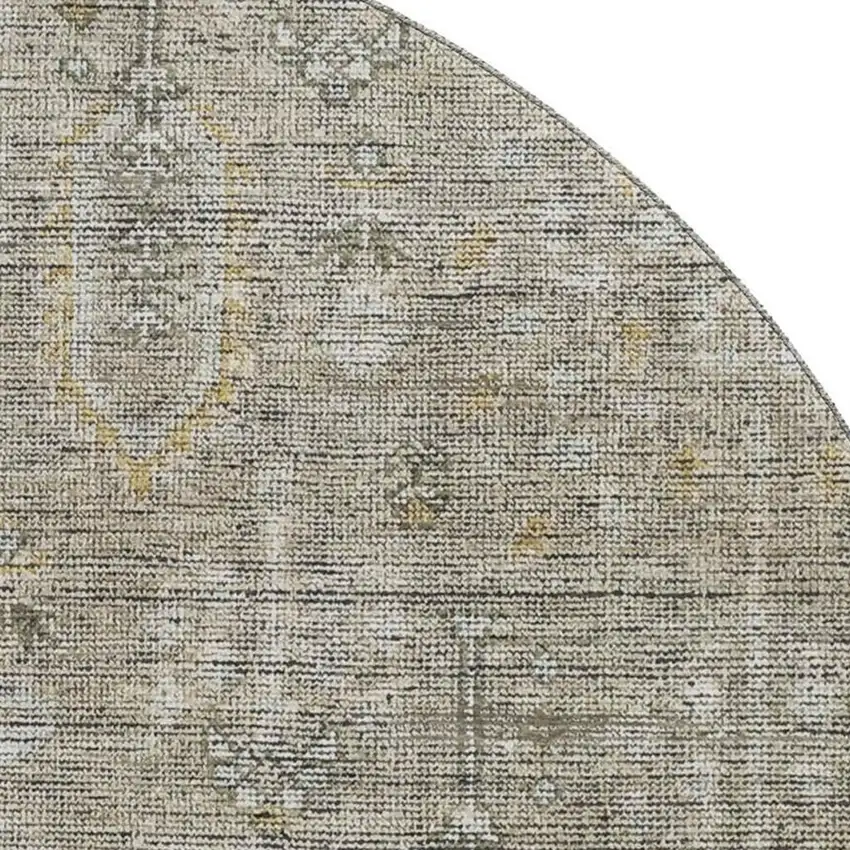 8' Taupe Gray And Beige Southwestern Washable Round Rug With UV Protection Photo 3