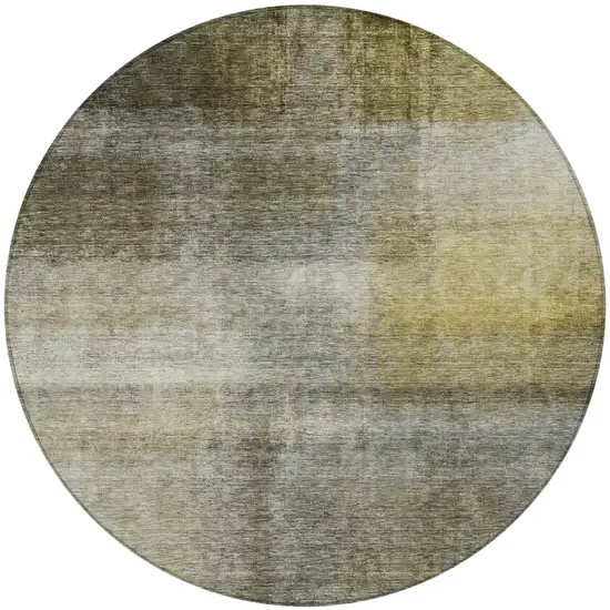 8' Taupe Gray And Black Round Abstract Washable Indoor Outdoor Area Rug Photo 6