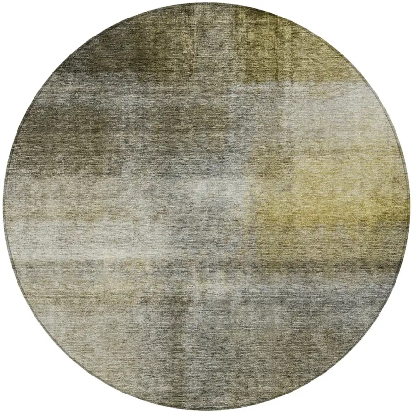 8' Taupe Gray And Black Round Abstract Washable Indoor Outdoor Area Rug Photo 6