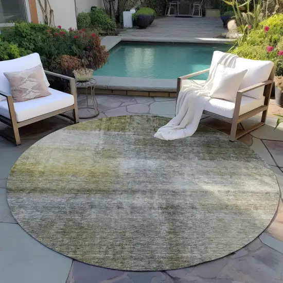 8' Taupe Gray And Black Round Abstract Washable Indoor Outdoor Area Rug Photo 7