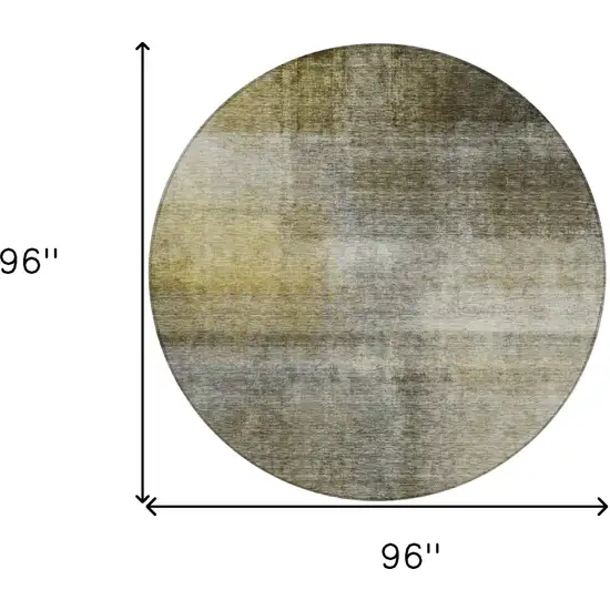 8' Taupe Gray And Black Round Abstract Washable Indoor Outdoor Area Rug Photo 9