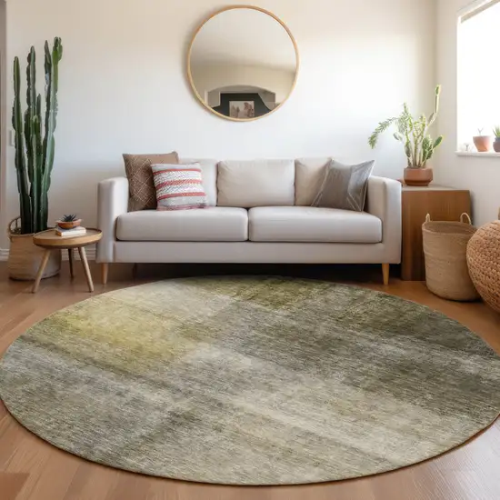 8' Taupe Gray And Black Round Abstract Washable Indoor Outdoor Area Rug Photo 8
