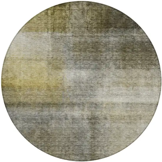 8' Taupe Gray And Black Round Abstract Washable Indoor Outdoor Area Rug Photo 2