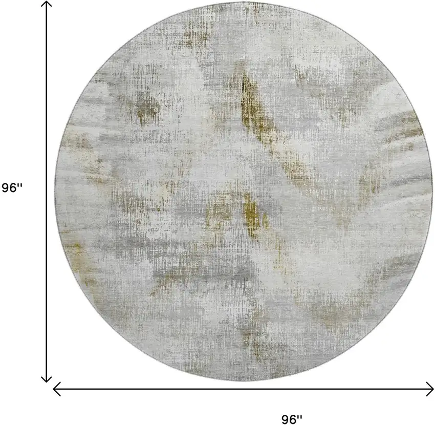 8' Taupe Gray And Brown Abstract Washable Round Rug With UV Protection Photo 3