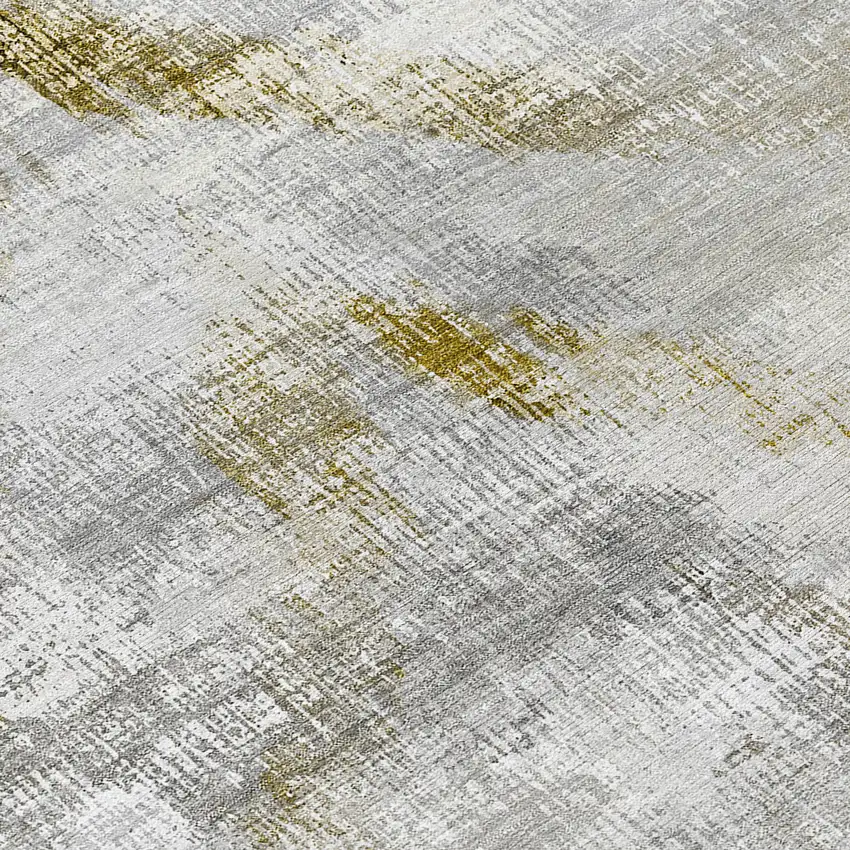 8' Taupe Gray And Brown Round Abstract Washable Indoor Outdoor Area Rug Photo 8