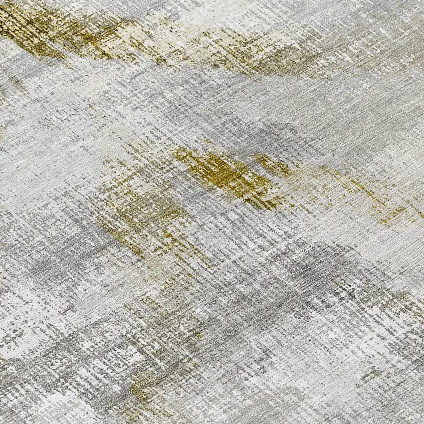 8' Taupe Gray And Brown Round Abstract Washable Indoor Outdoor Area Rug Photo 8