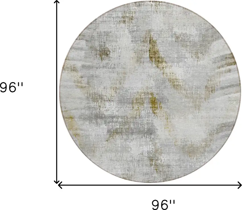 8' Taupe Gray And Brown Round Abstract Washable Indoor Outdoor Area Rug Photo 3
