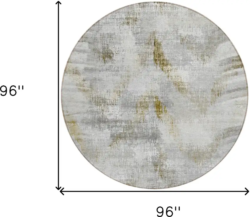 8' Taupe Gray And Brown Round Abstract Washable Indoor Outdoor Area Rug Photo 3