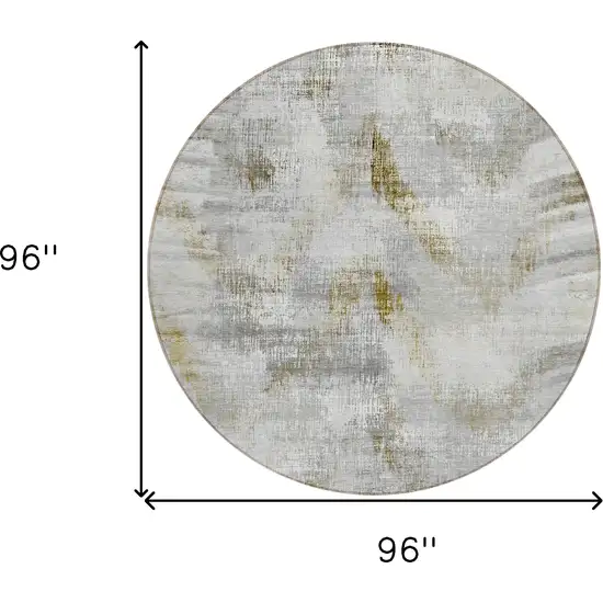 8' Taupe Gray And Brown Round Abstract Washable Indoor Outdoor Area Rug Photo 3