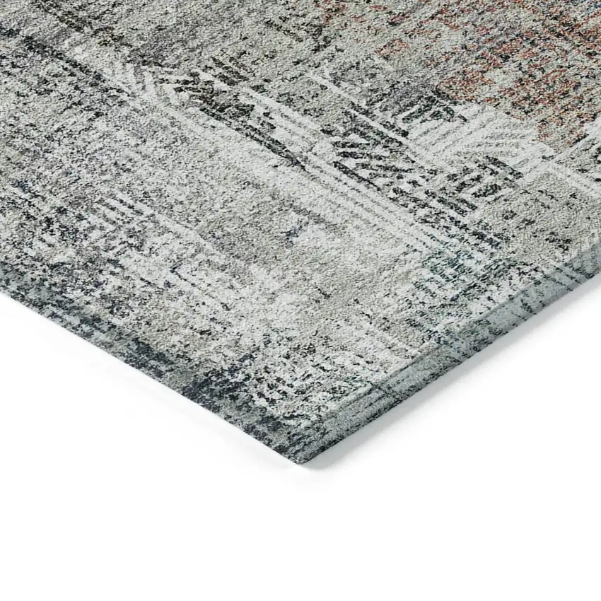 8' Taupe Gray And Copper Round Abstract Washable Indoor Outdoor Area Rug Photo 4