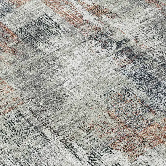 8' Taupe Gray And Copper Round Abstract Washable Indoor Outdoor Area Rug Photo 5