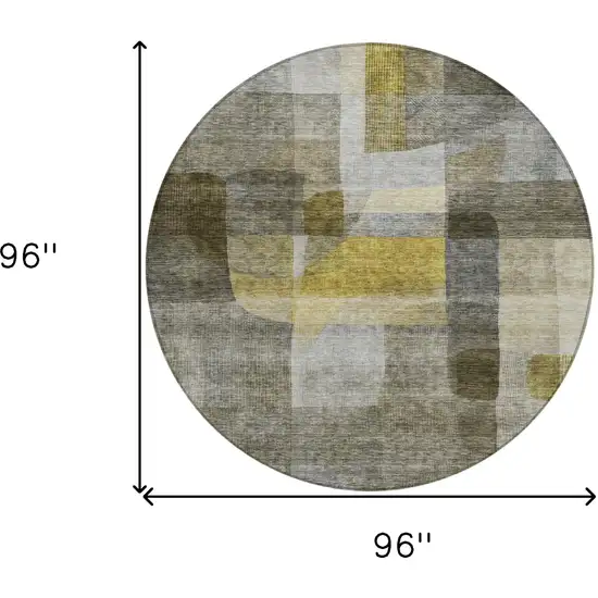 8' Taupe Gray And Green Round Abstract Washable Indoor Outdoor Area Rug Photo 9