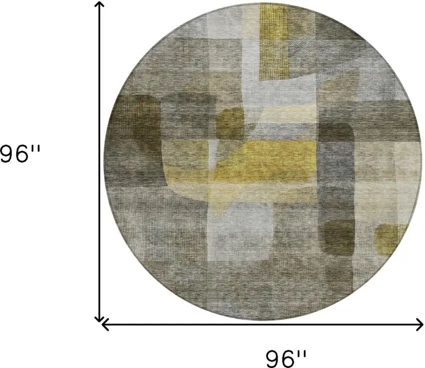 8' Taupe Gray And Green Round Abstract Washable Indoor Outdoor Area Rug Photo 9