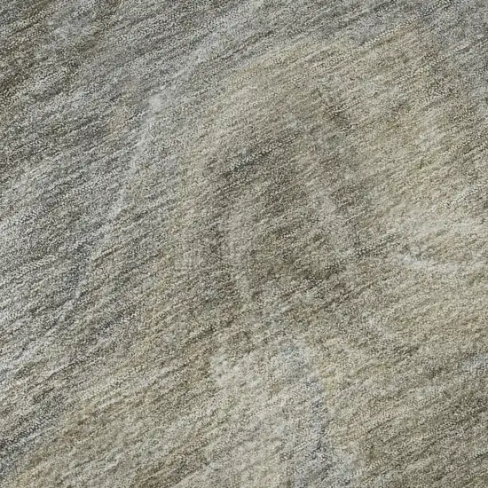 8' Taupe Gray And Ivory Abstract Washable Round Rug With UV Protection Photo 8