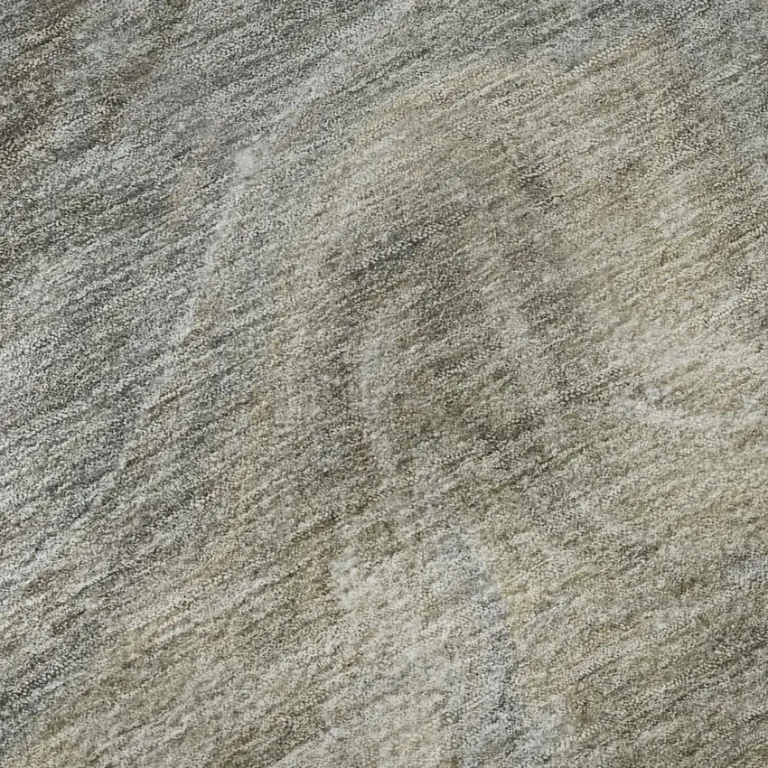 8' Taupe Gray And Ivory Abstract Washable Round Rug With UV Protection Photo 8