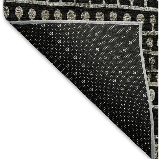 8' Taupe Gray And Ivory Striped Washable Round Rug With UV Protection Photo 6