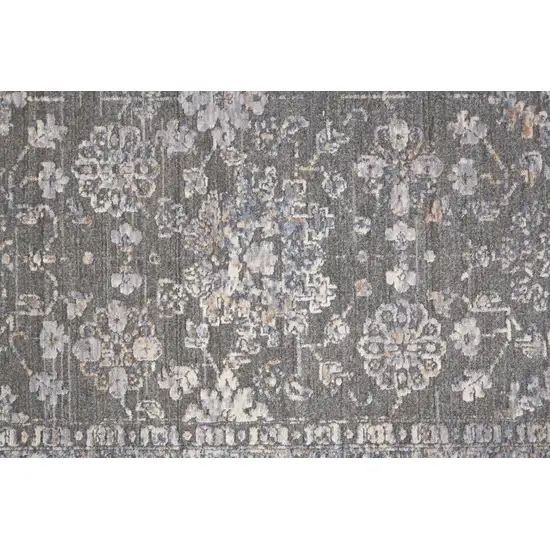 6' Taupe Gray And Orange Round Floral Power Loom Area Rug Photo 5