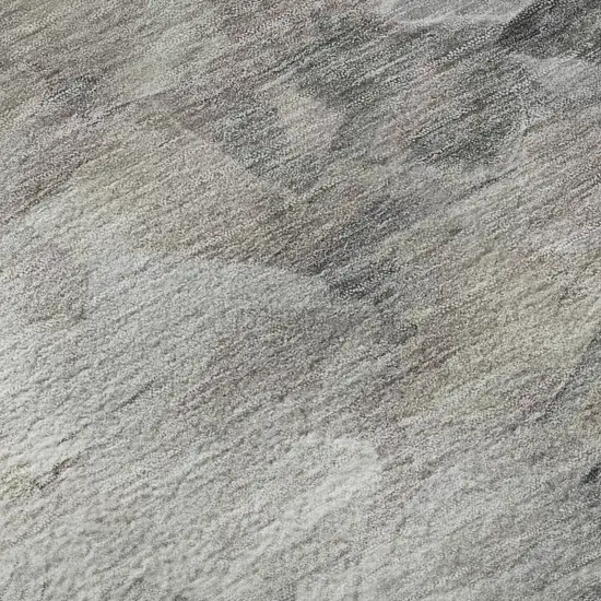 8' Taupe Gray And Silver Abstract Washable Round Rug With UV Protection Photo 8