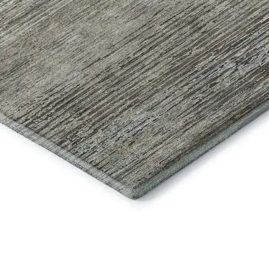 8' Taupe Gray And Silver Striped Washable Area Rug With UV Protection Photo 8