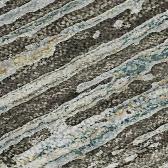 8' Taupe Gray And Silver Striped Washable Area Rug With UV Protection Photo 4