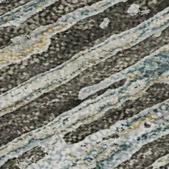 8' Taupe Gray And Silver Striped Washable Area Rug With UV Protection Photo 2