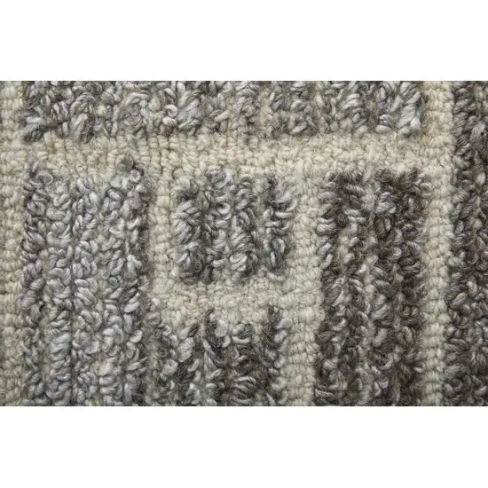 8' Taupe Gray And Tan Round Wool Geometric Tufted Handmade Area Rug Photo 7