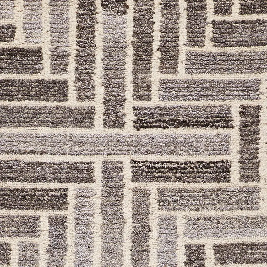 Tan and Gray Wool Geometric Hand Tufted Runner Rug Photo 7