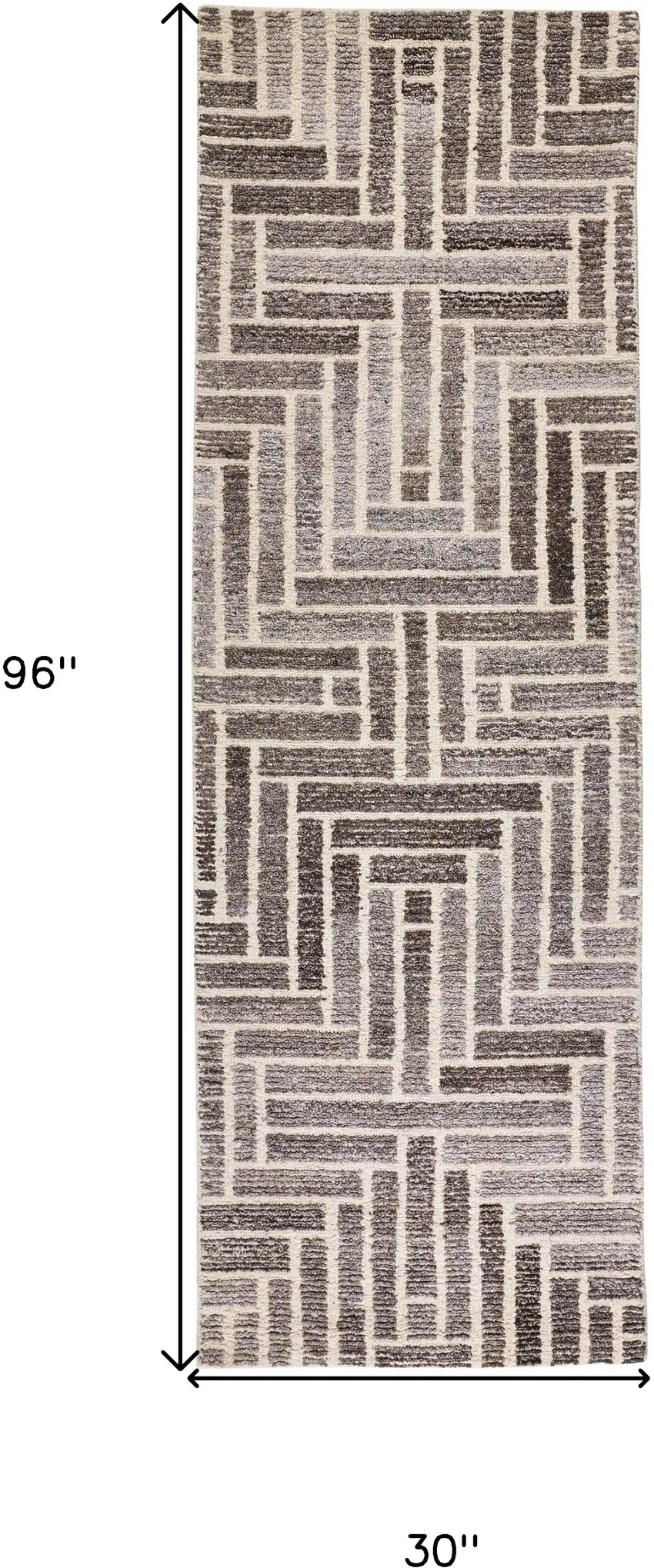 Tan and Gray Wool Geometric Hand Tufted Runner Rug Photo 3
